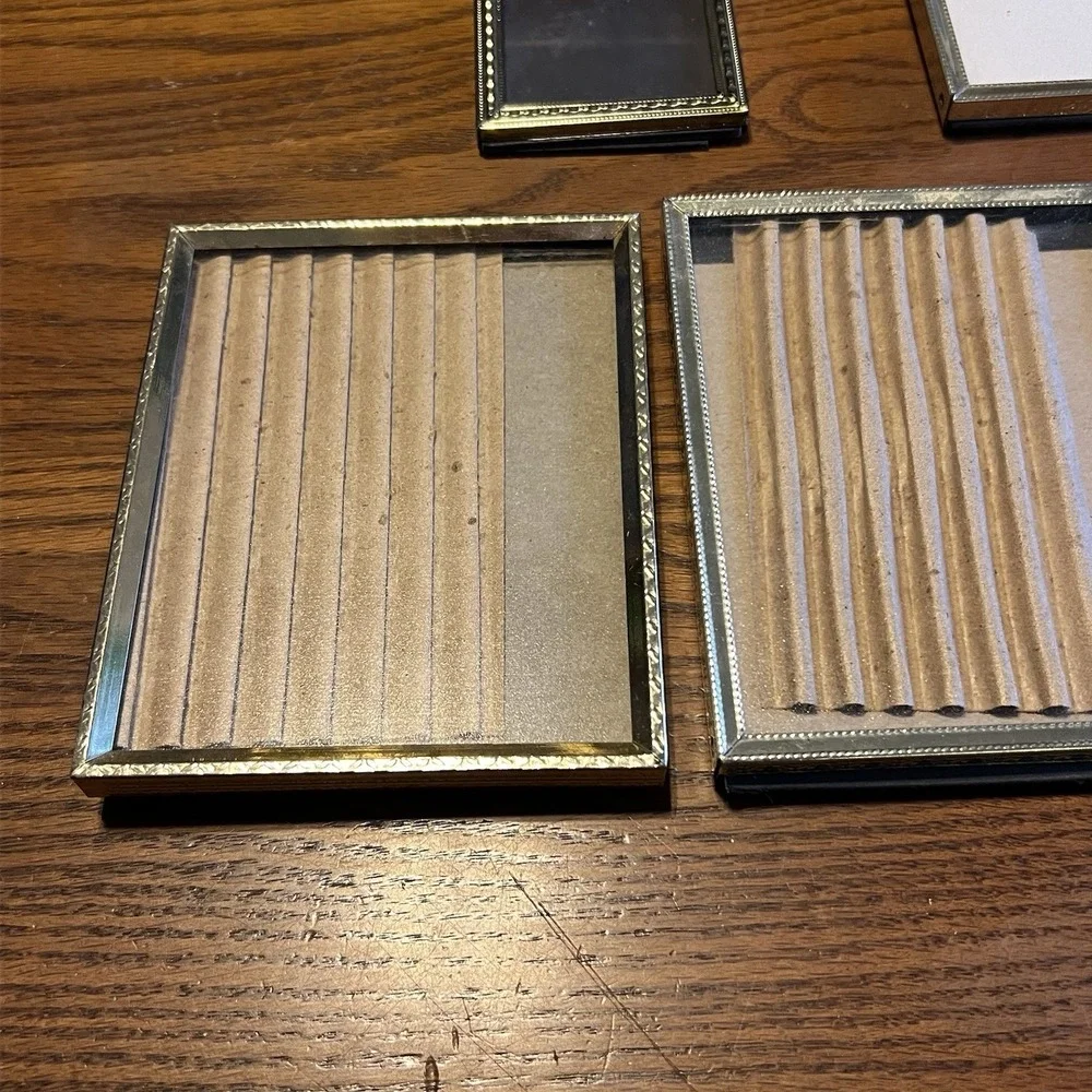 Vintage Gold Tone Mini Photo Frame Lot 5 Regal Metkraft 4x5 2.5x3 Shabby Chic